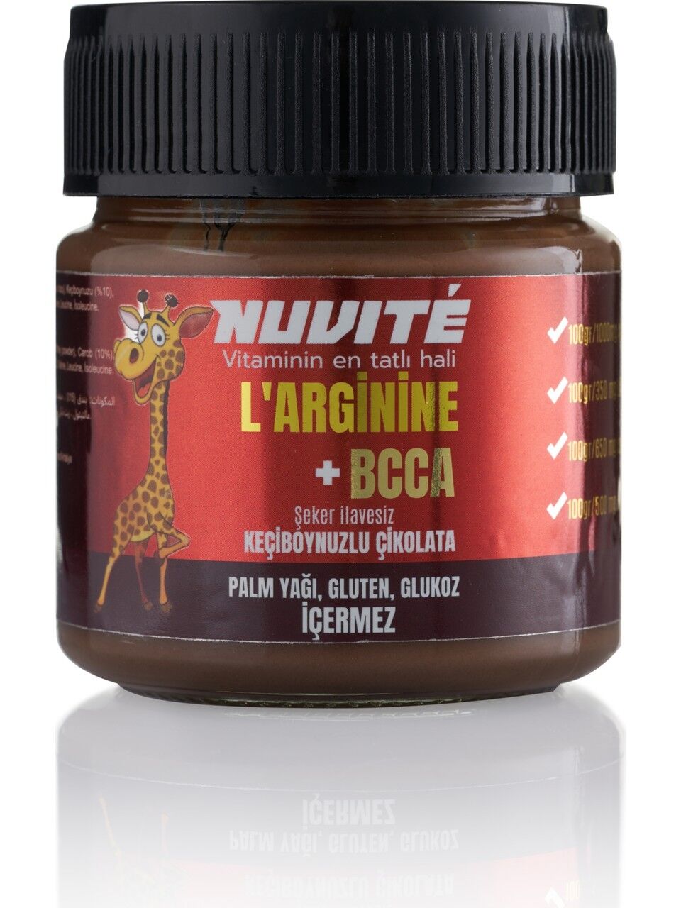 Nuvite L- Arginine + Bcaa 'lı Keçiboynuzlu Şekersiz Vitaminli Çikolata 200GR