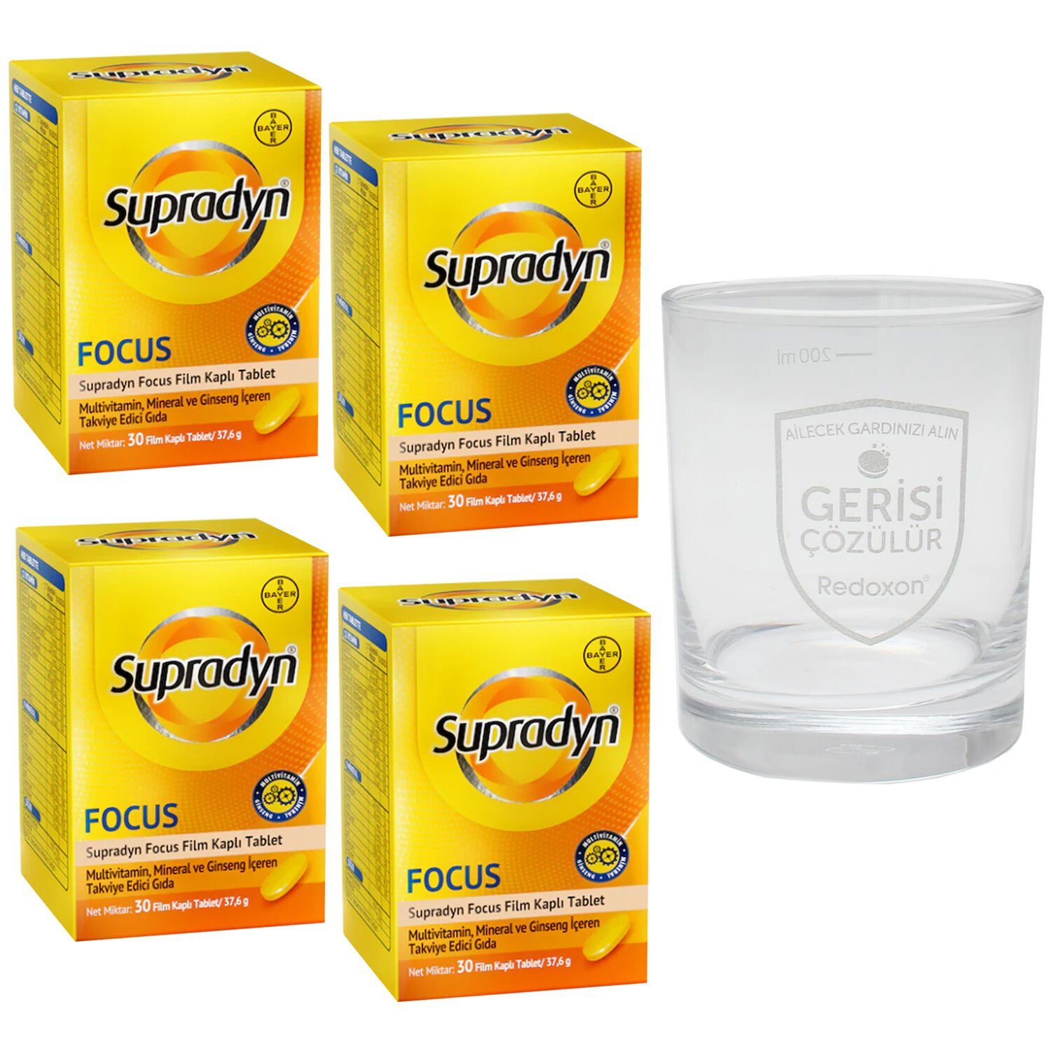 Supradyn Focus 30 Tablet 4 ADET + Cam Bardak Hediye