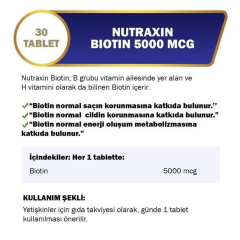 Nutraxin Biotin 5000 mcg 30 Tablet