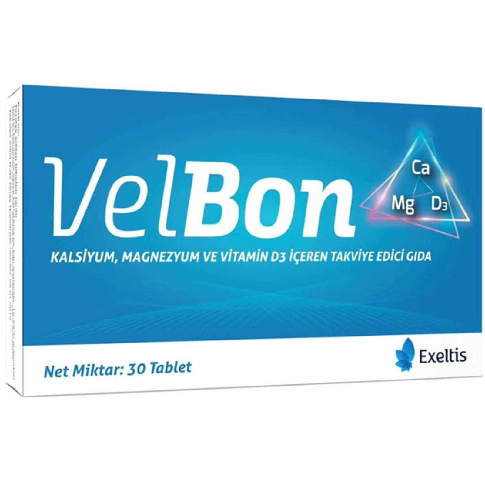 Velbon Kalsiyum Magnezyum Ve Vitamin D3 30 Tablet