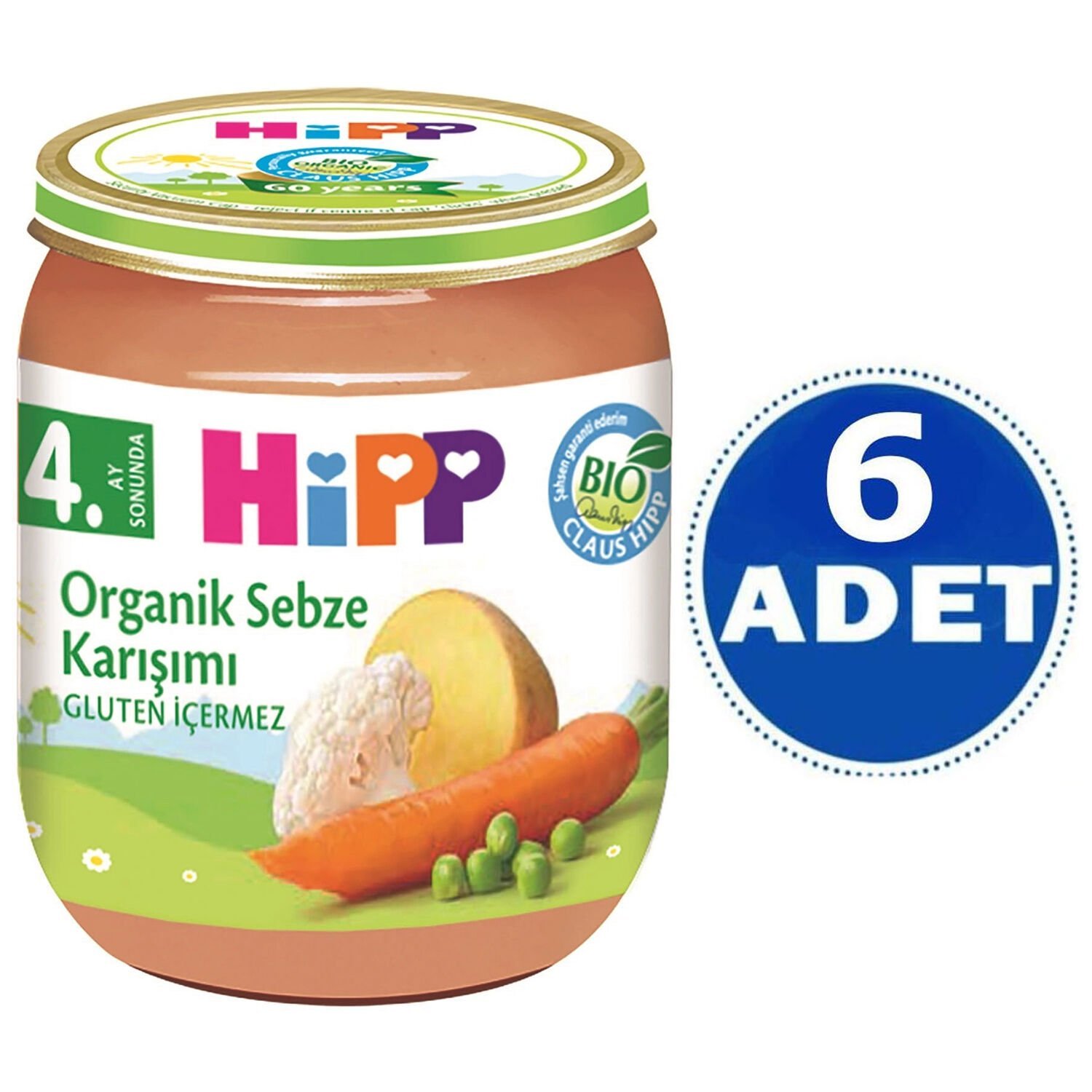 Hipp Kavanoz Maması Organik Sebze Karışımı 125 gr 6 ADET