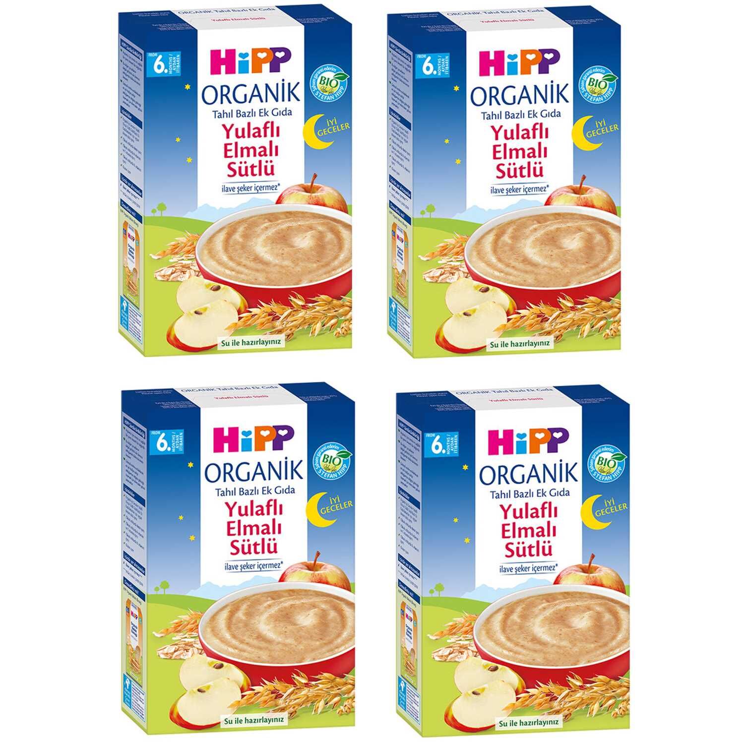 Hipp İyi Geceler Organik Yulaflı Elmalı 6+ Ay Kaşık Maması 250 gr 4 ADET