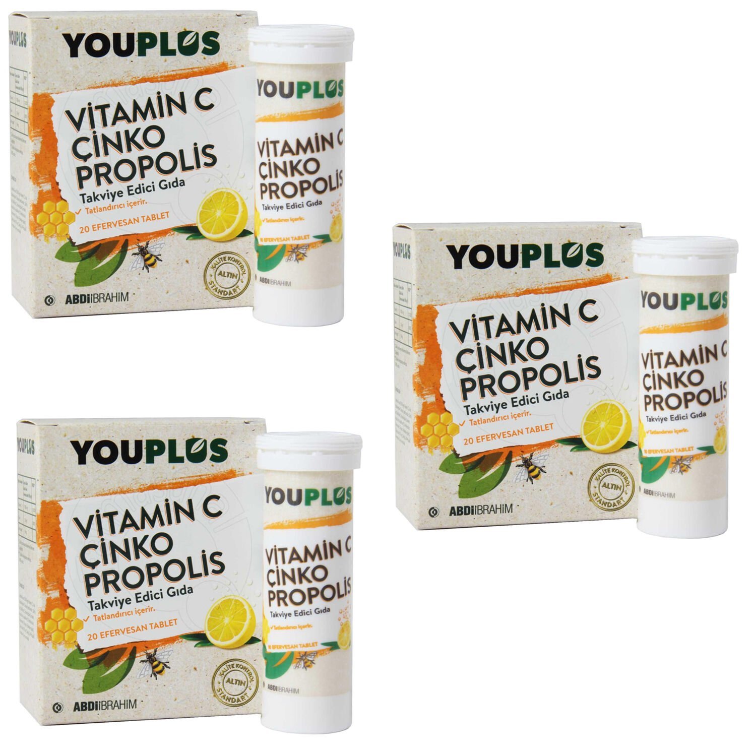 Youplus Vitamin C Çinko Propolis 20 Efervesan Tablet 3 ADET