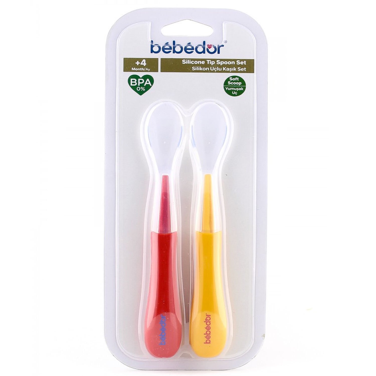 Bebedor 2 li Silikon Uçlu Kaşık 4+ Ay Kırmızı