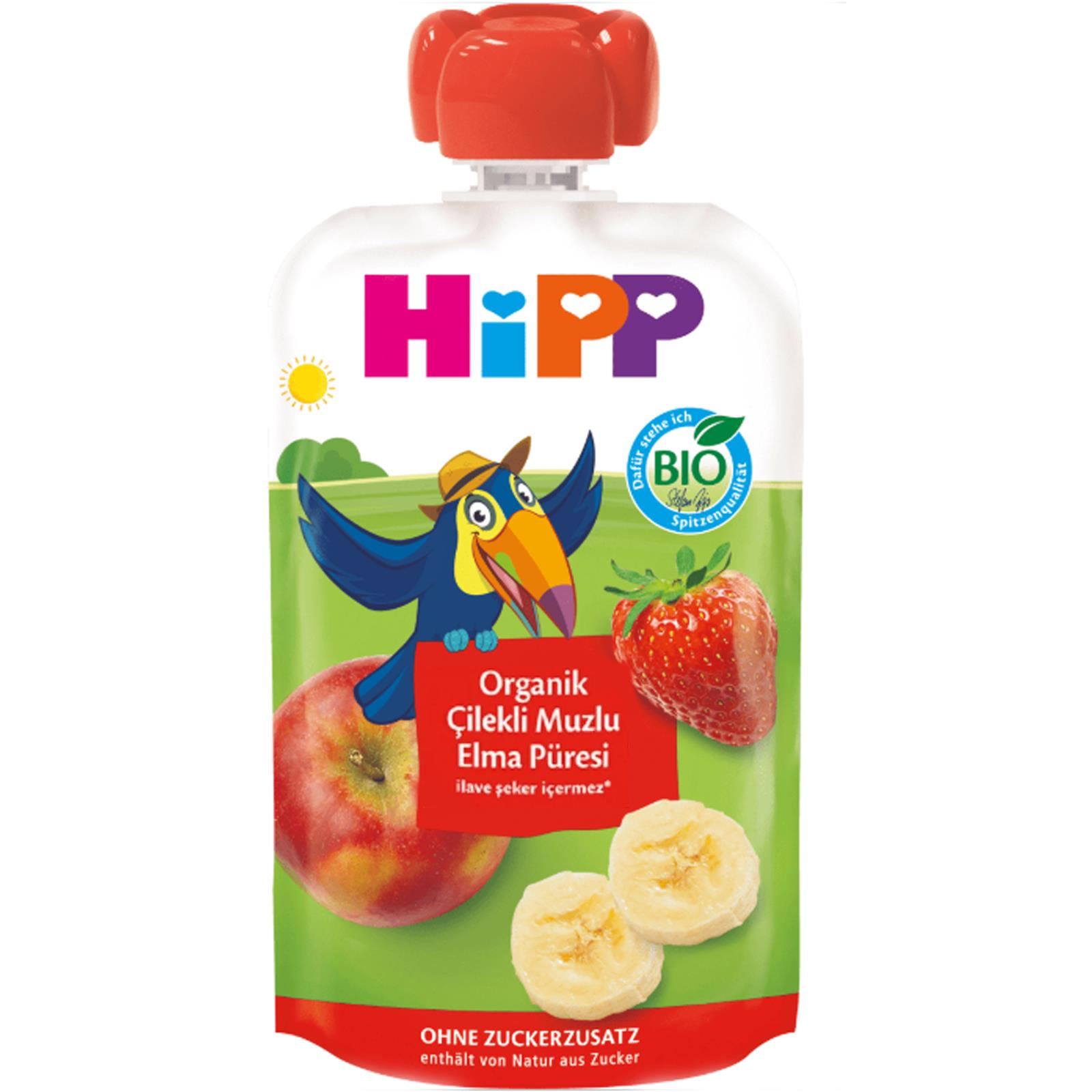 Hipp Organik Çilekli Muzlu Elmalı Meyve Püresi 100 gr