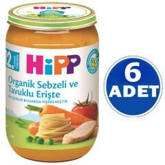 Hipp Kavanoz Maması Organik Sebzeli Tavuklu Erişte 220 gr 6 ADET