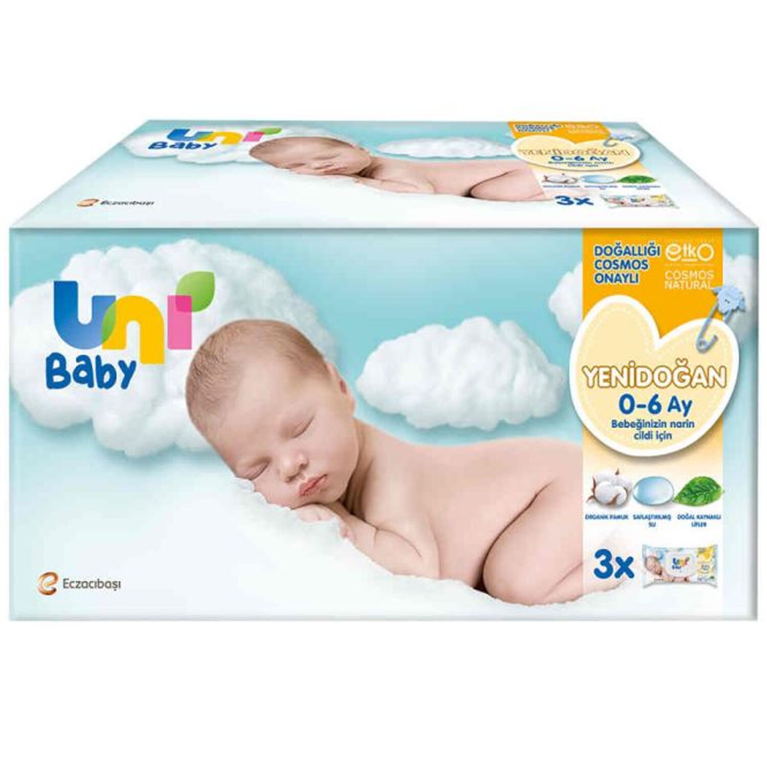 Uni Baby Yenidoğan Islak Mendil 3 x 40 Yaprak