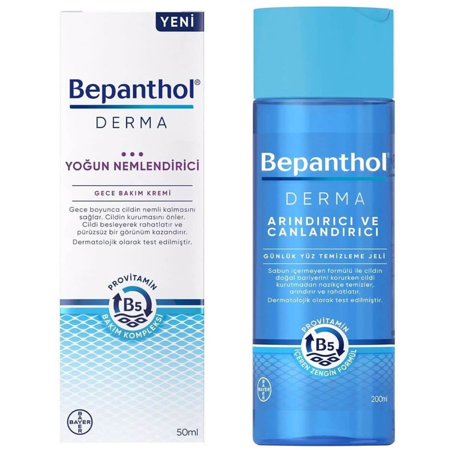 Bepanthol Derma Gece Bakım Kremi 50 ml + Derma Yüz Temizleme Jeli 200 ml