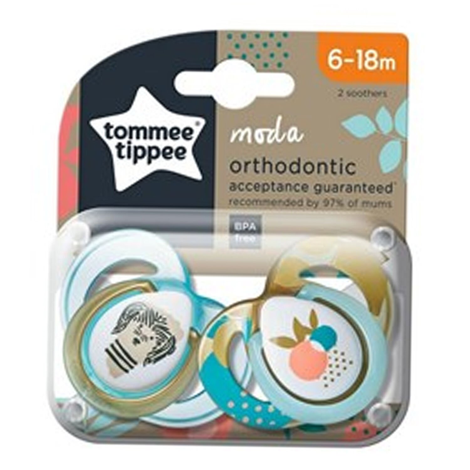 Tommee Tippee Moda Ortodontik 2'li Emzik 6-18 Ay Desenli Yeşil