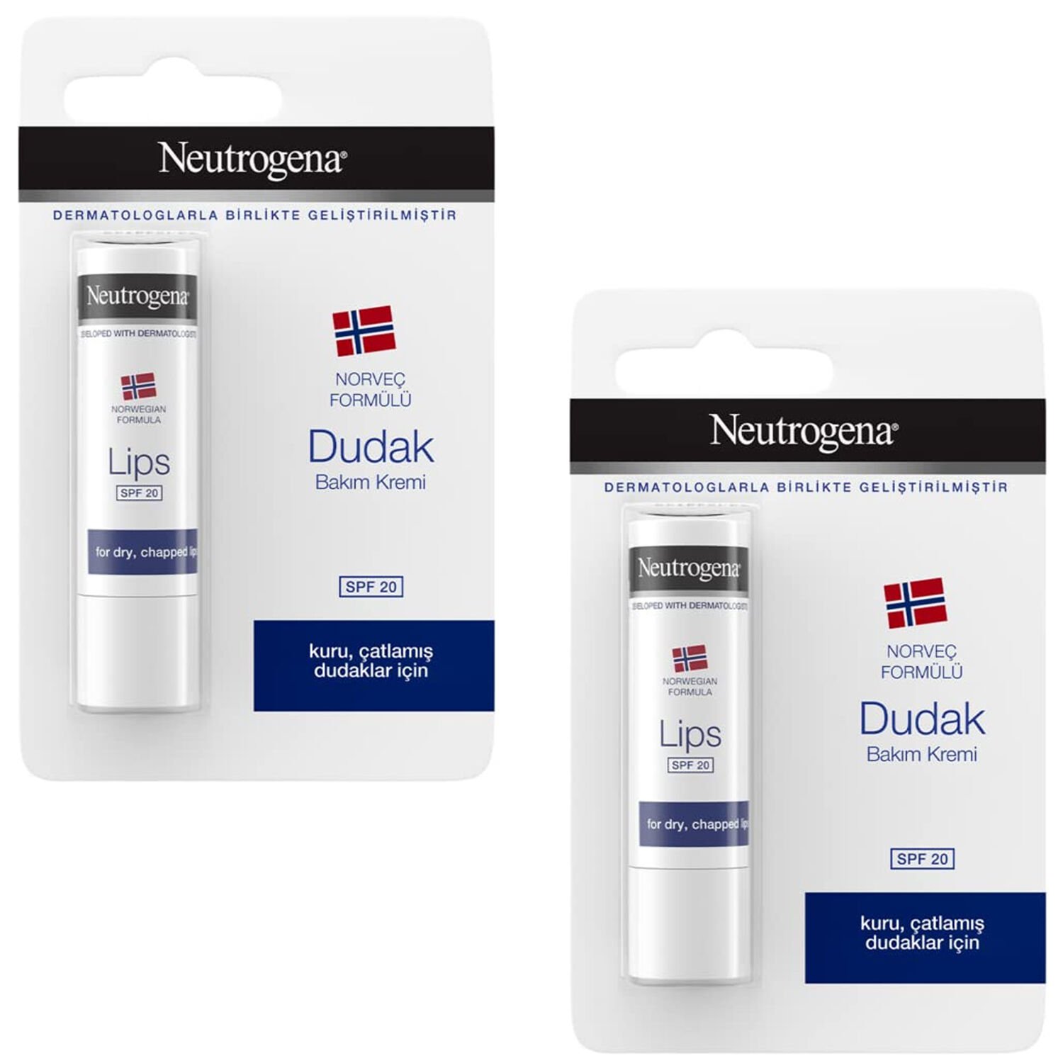 Neutrogena SPF 20 Güneş Koruma Faktörlü Dudak Bakım Kremi 4,8 g 2 ADET