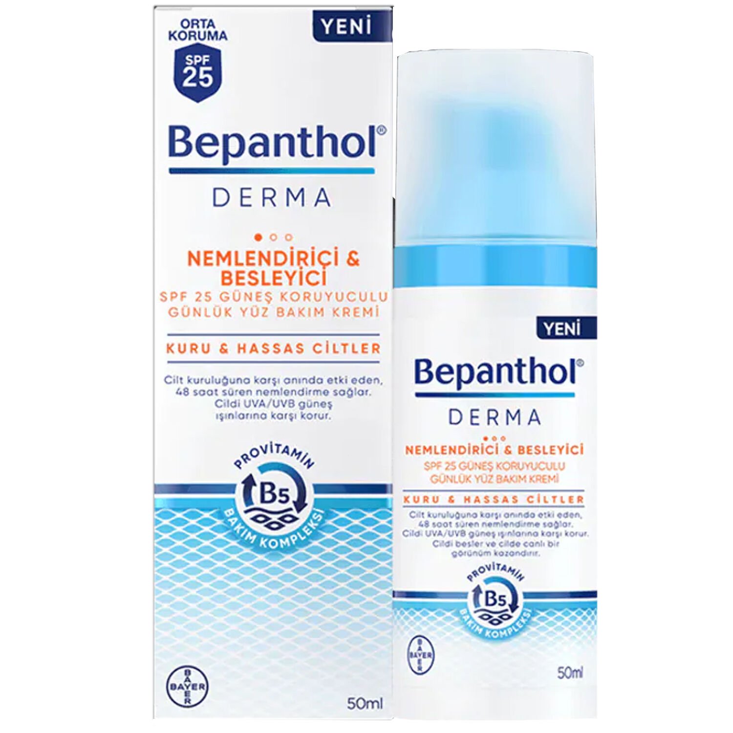 Bepanthol Derma Yüz Bakım Kremi Nemlendirici ve Besleyici Spf 25 50 ml