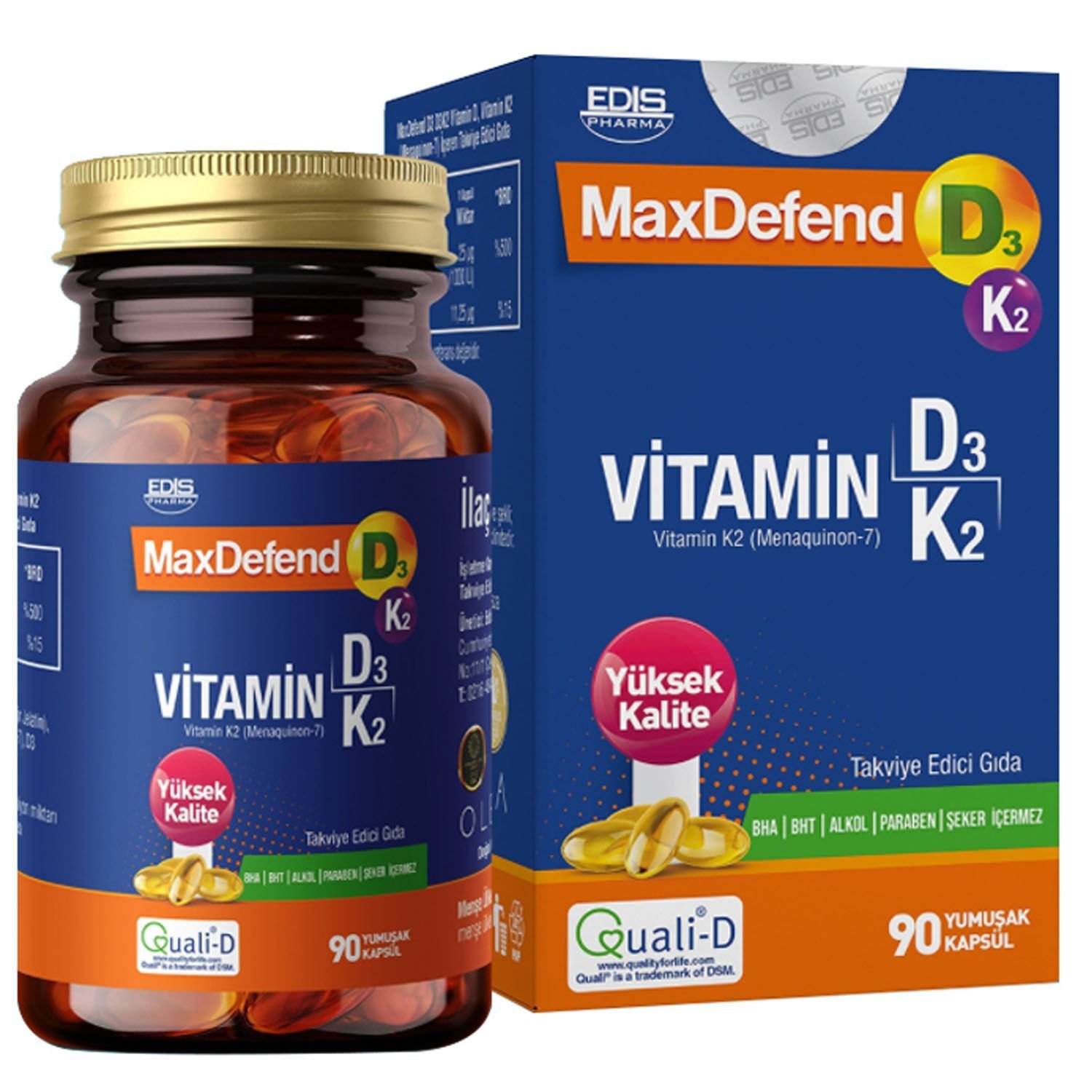 MaxDefend Vitamin D3 K2 İçeren 90 Yumuşak Kapsül