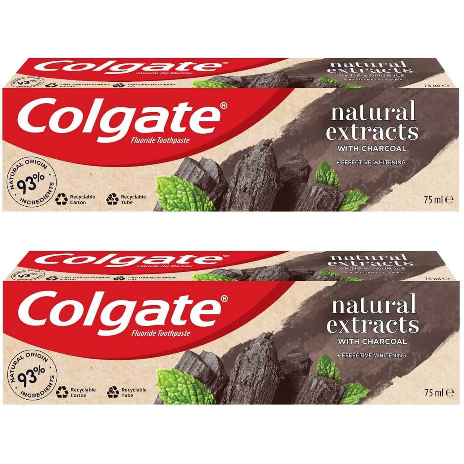 Colgate Natural Extracts Charcoal Aktif Kömür Diş Macunu 75 ml + 75 ml