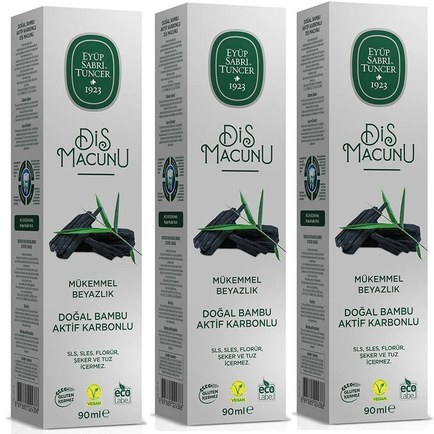 Eyüp Sabri Tuncer Doğal Bambu Aktif Karbonlu Beyazlatıcı Diş Macunu 90 ml 3 ADET