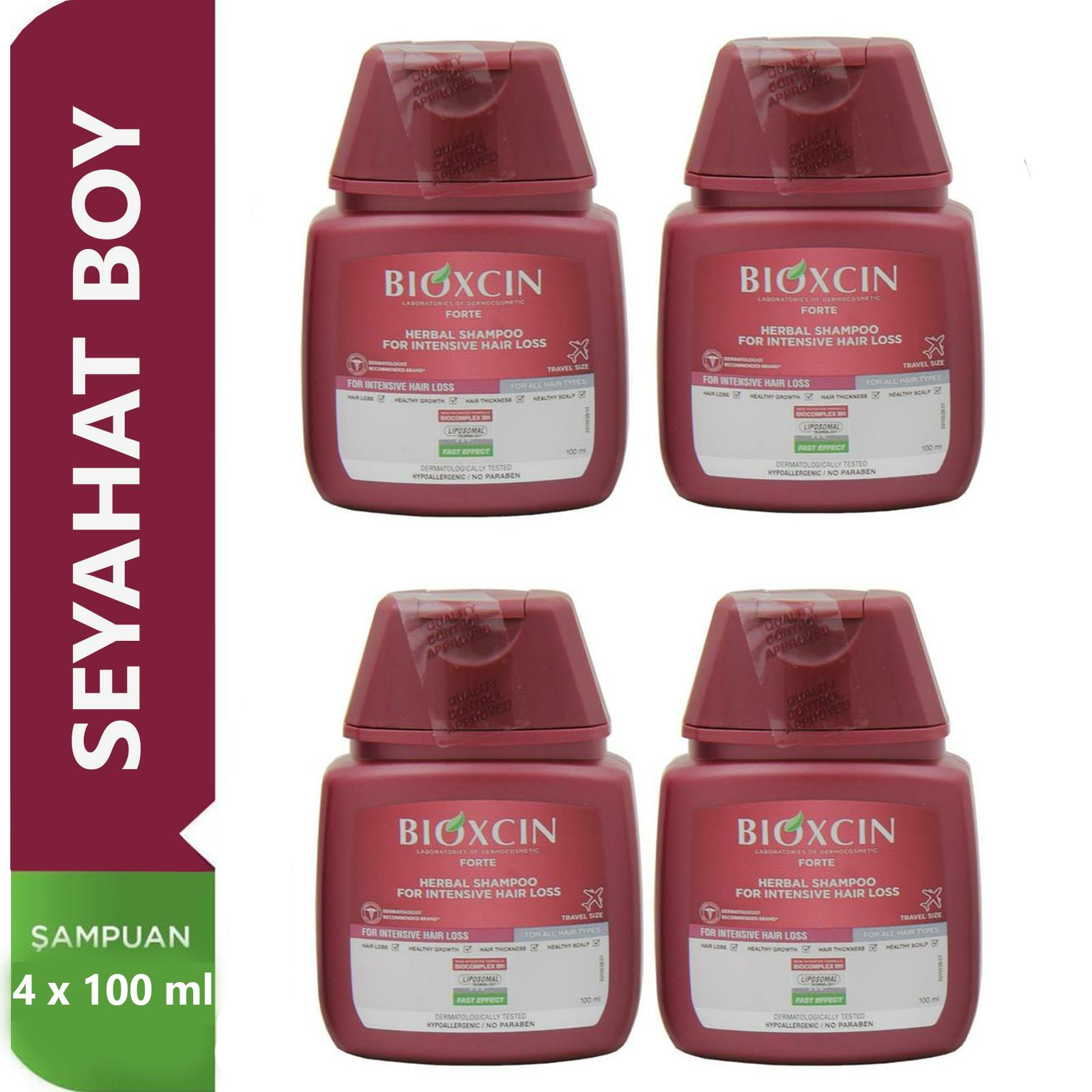 Bioxcin Forte Saç Dökülmesine Karşı Bitkisel Şampuan 100 ml Seyahat Boy 4 ADET