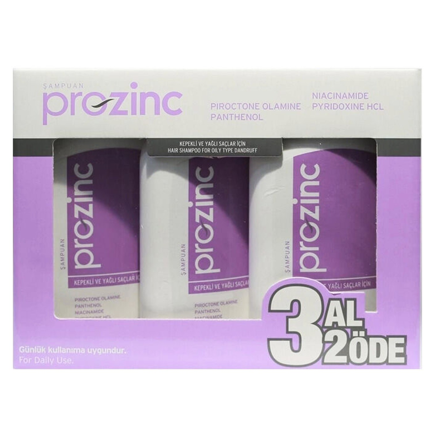 Prozinc Kepekli ve Yağlı Saçlar İçin Şampuan 3x300 ml 3 Al 2 Öde