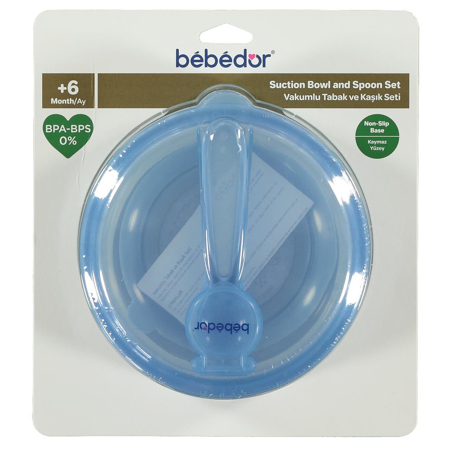 Bebedor Vakumlu Tabak Ve Kaşık Seti Mavi