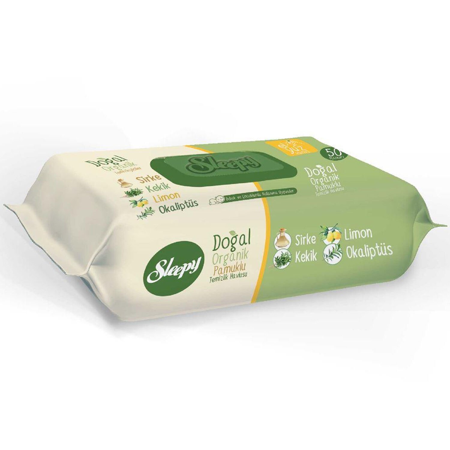 Sleepy Doğal Organik Pamuklu Temizlik Havlusu 50 Yaprak