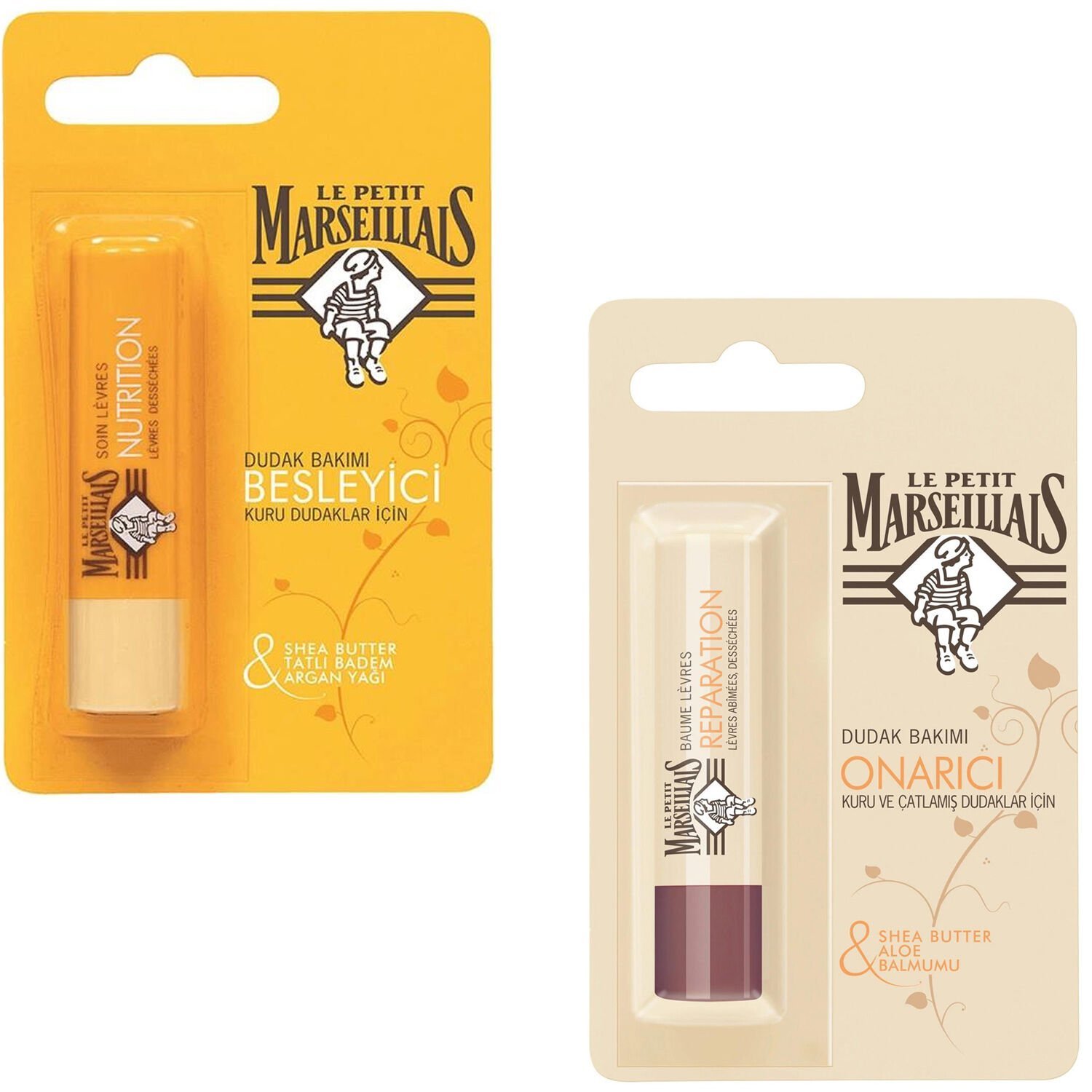 Le Petit Marseillais Onarıcı Dudak Kremi + Besleyici Dudak Bakım Kremi