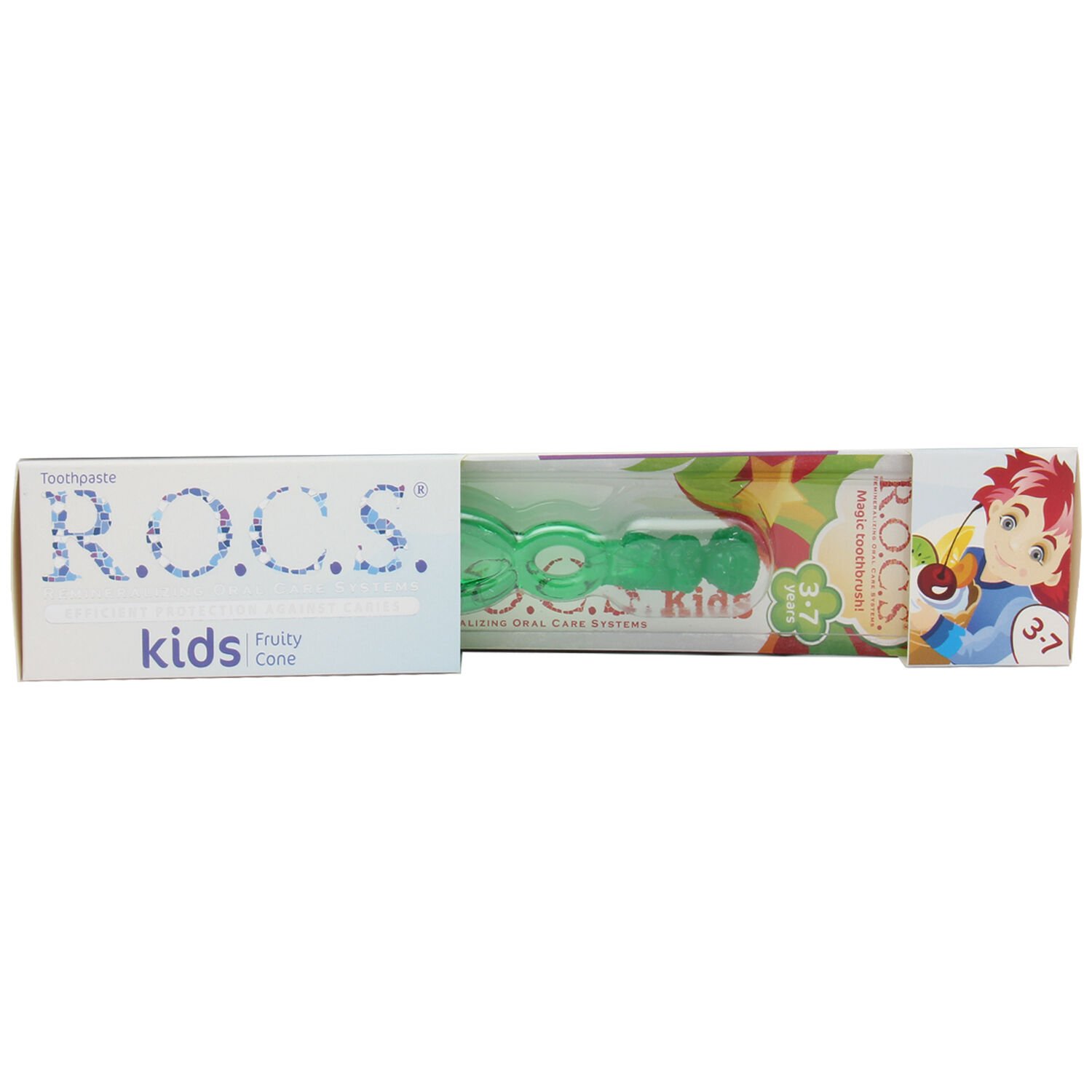 Rocs Kids 3-7 Yaş Arası Meyve Külahı Diş Macunu Ve Fırça Seti Yeşil