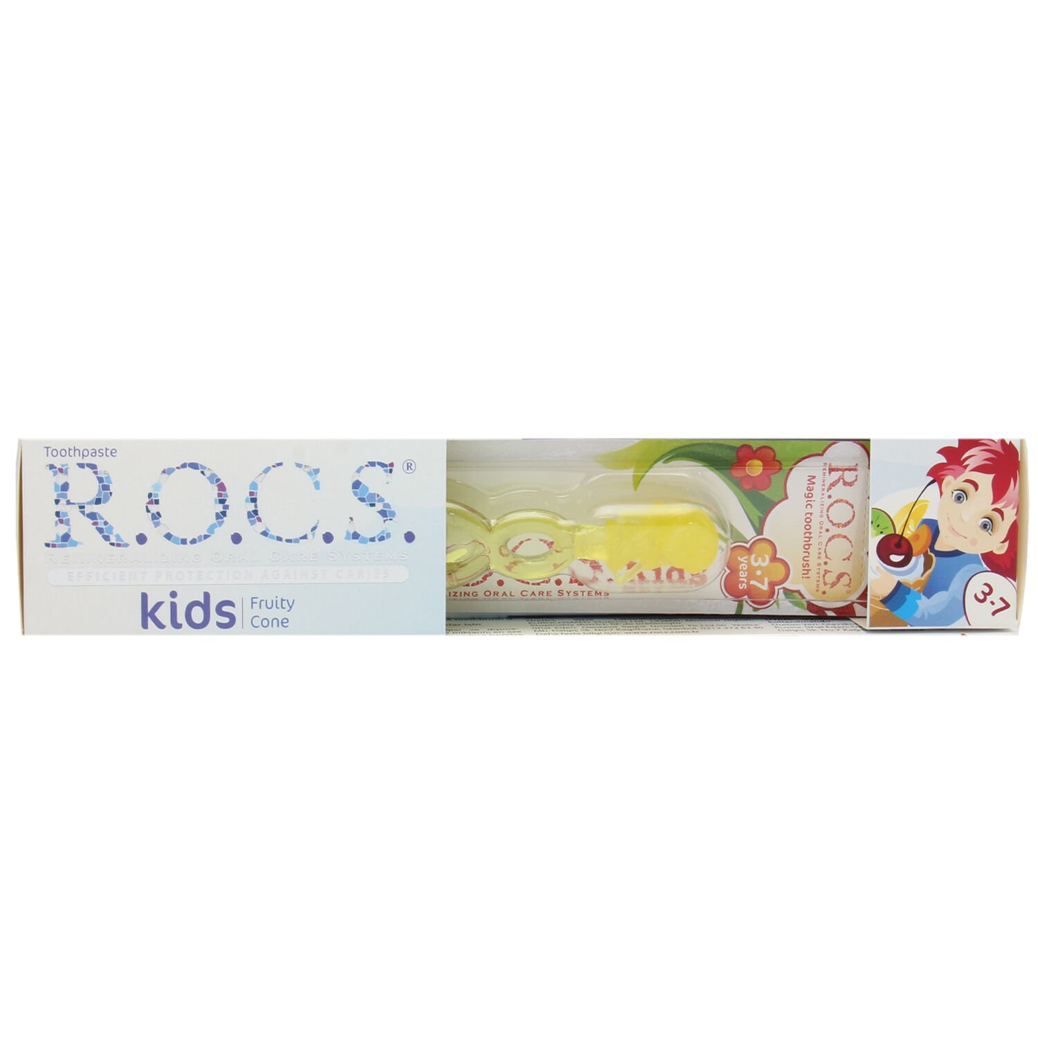Rocs Kids 3-7 Yaş Arası Meyve Külahı Diş Macunu Ve Fırça Seti Sarı