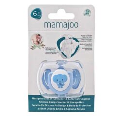 Mamajoo Saklama Kutulu Desenli Ortodontik Silikon Emzik 6+Ay Mavi