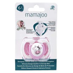 Mamajoo Saklama Kutulu Desenli Ortodontik Silikon Emzik 6+Ay Pembe