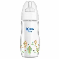 Wee Baby Klasik Plus Geniş Ağızlı Cam Biberon 280 ml Mavi