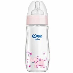 Wee Baby Klasik Plus Geniş Ağızlı Cam Biberon 280 ml Beyaz