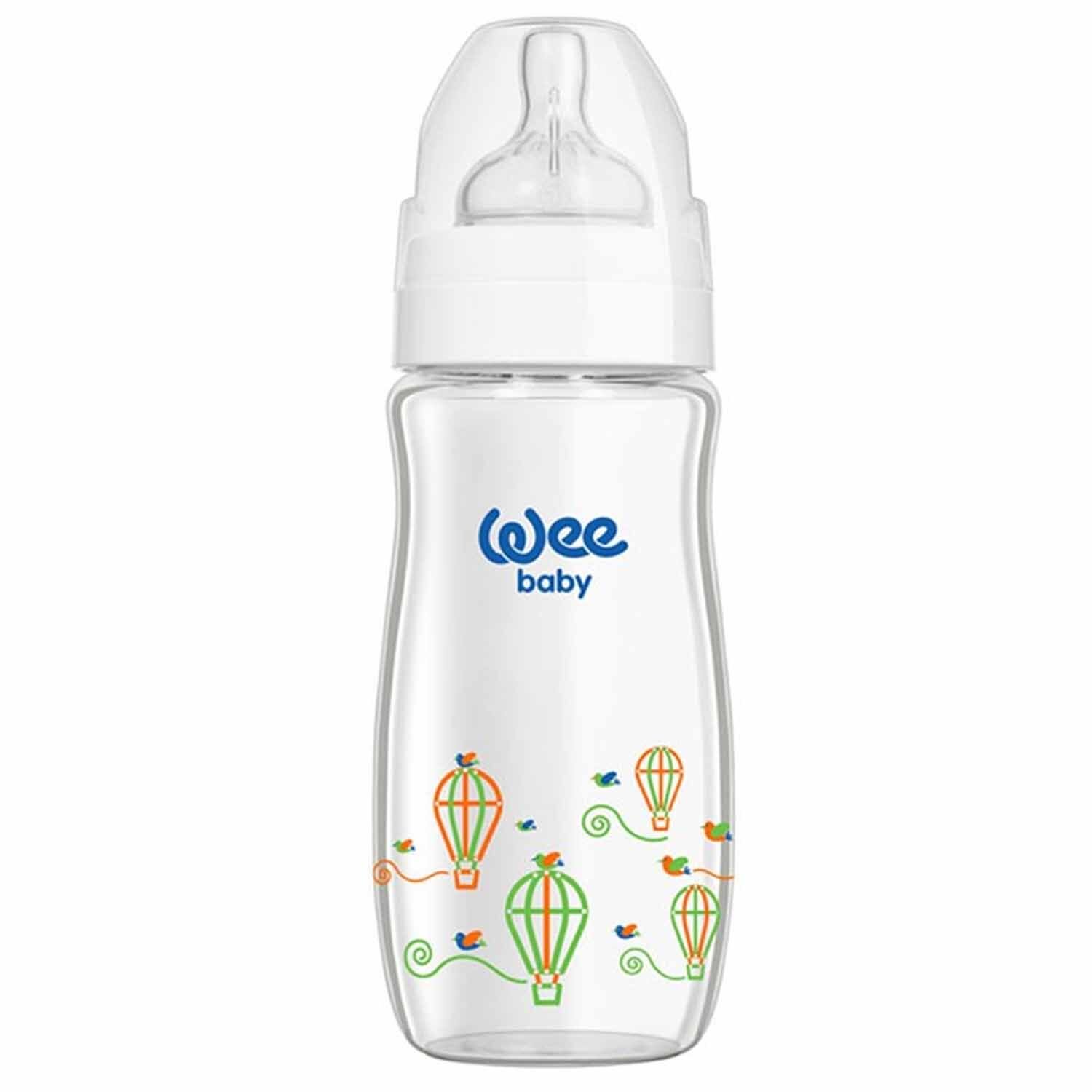Wee Baby Klasik Plus Geniş Ağızlı Cam Biberon 280 ml Beyaz