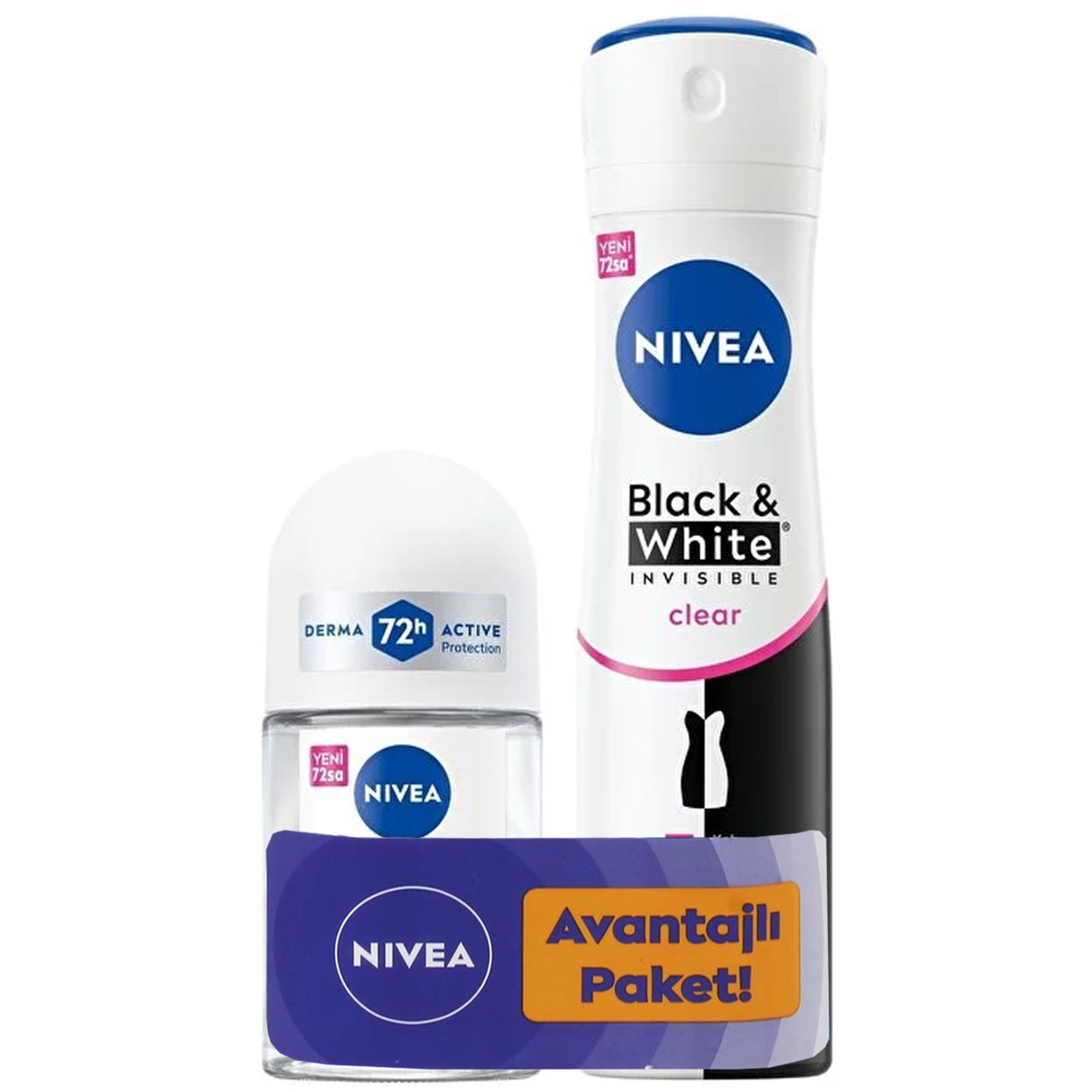 Nivea Invisible Clear Black White Kadın Deodorant Sprey 150 ml + Roll-On 25 ml