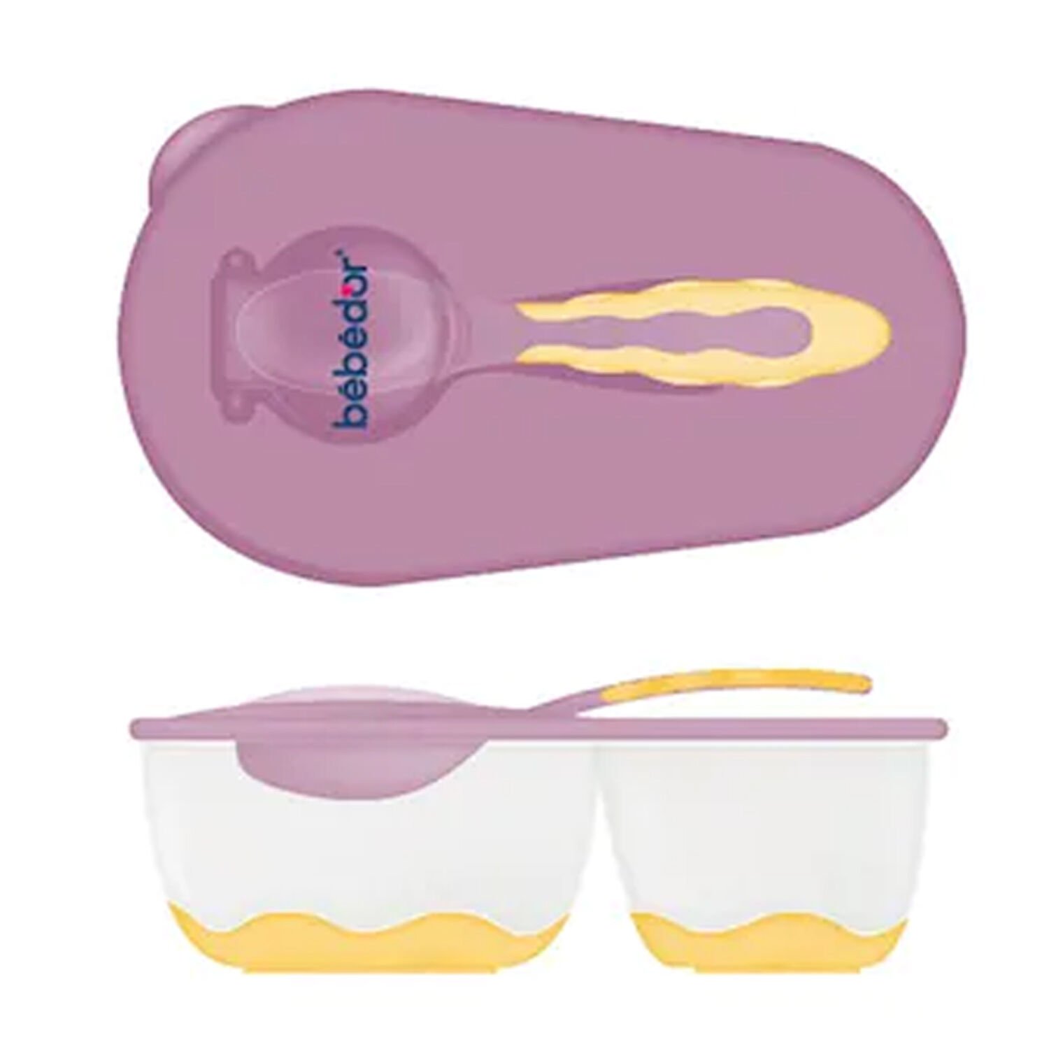 Bebedor 2 Bölmeli Tabak Ve Kaşık Seti 6+ Ay Mor