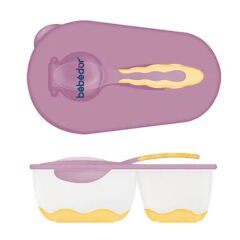 Bebedor 2 Bölmeli Tabak Ve Kaşık Seti 6+ Ay Mor