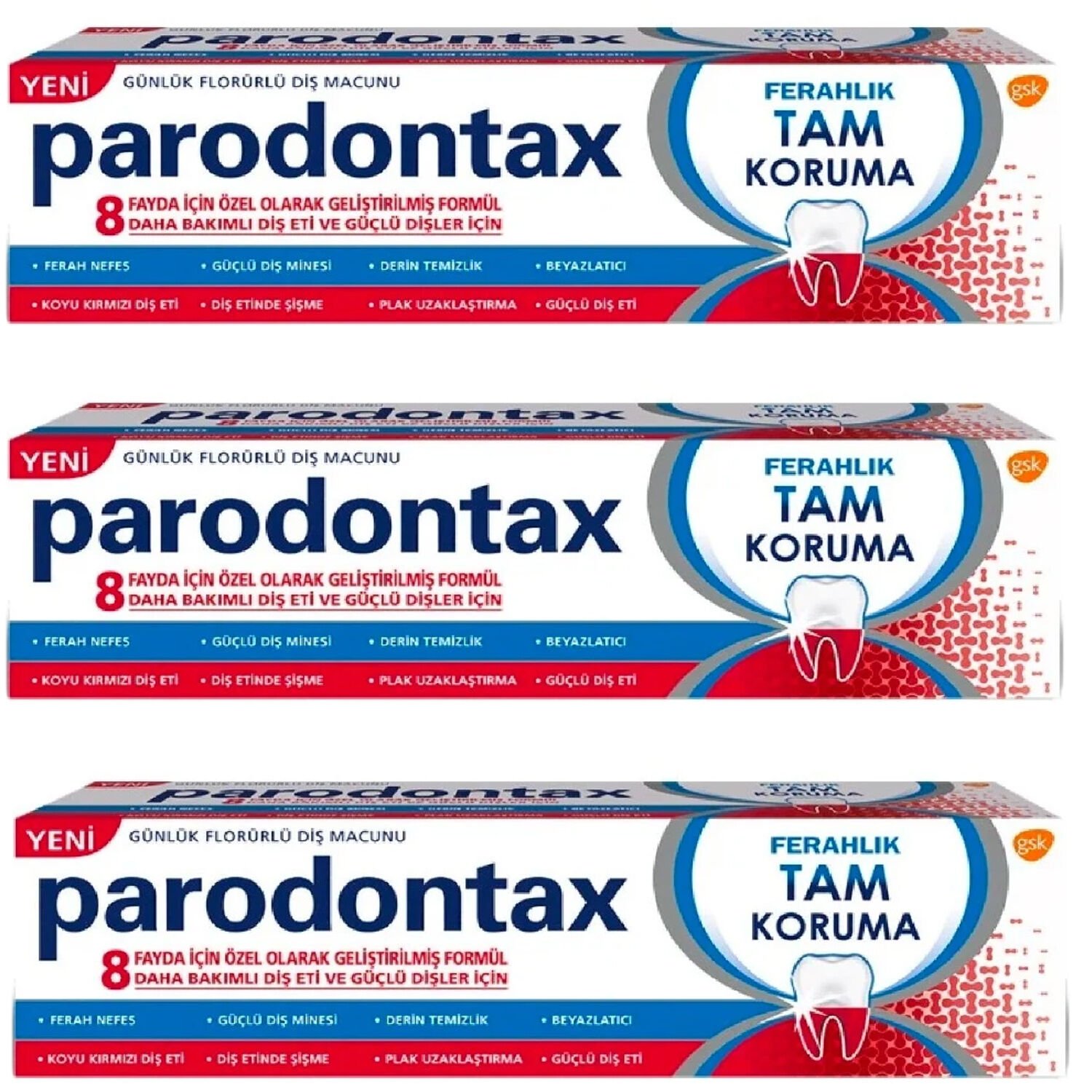 Parodontax Tam Koruma Ferahlık Diş Macunu 50 ml 3 ADET