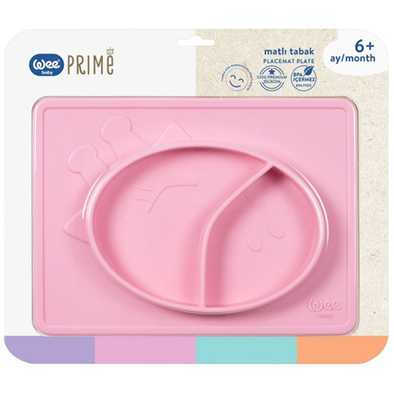 Wee Baby Prime Matlı Tabak 6+ Ay Pembe