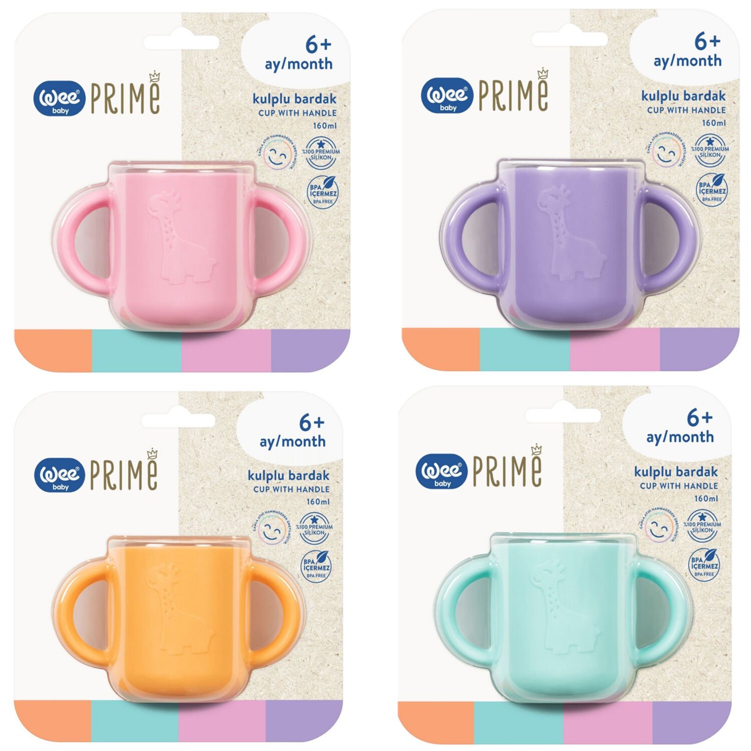 Wee Baby Prime Silikon Kulplu Bardak 6+ Ay