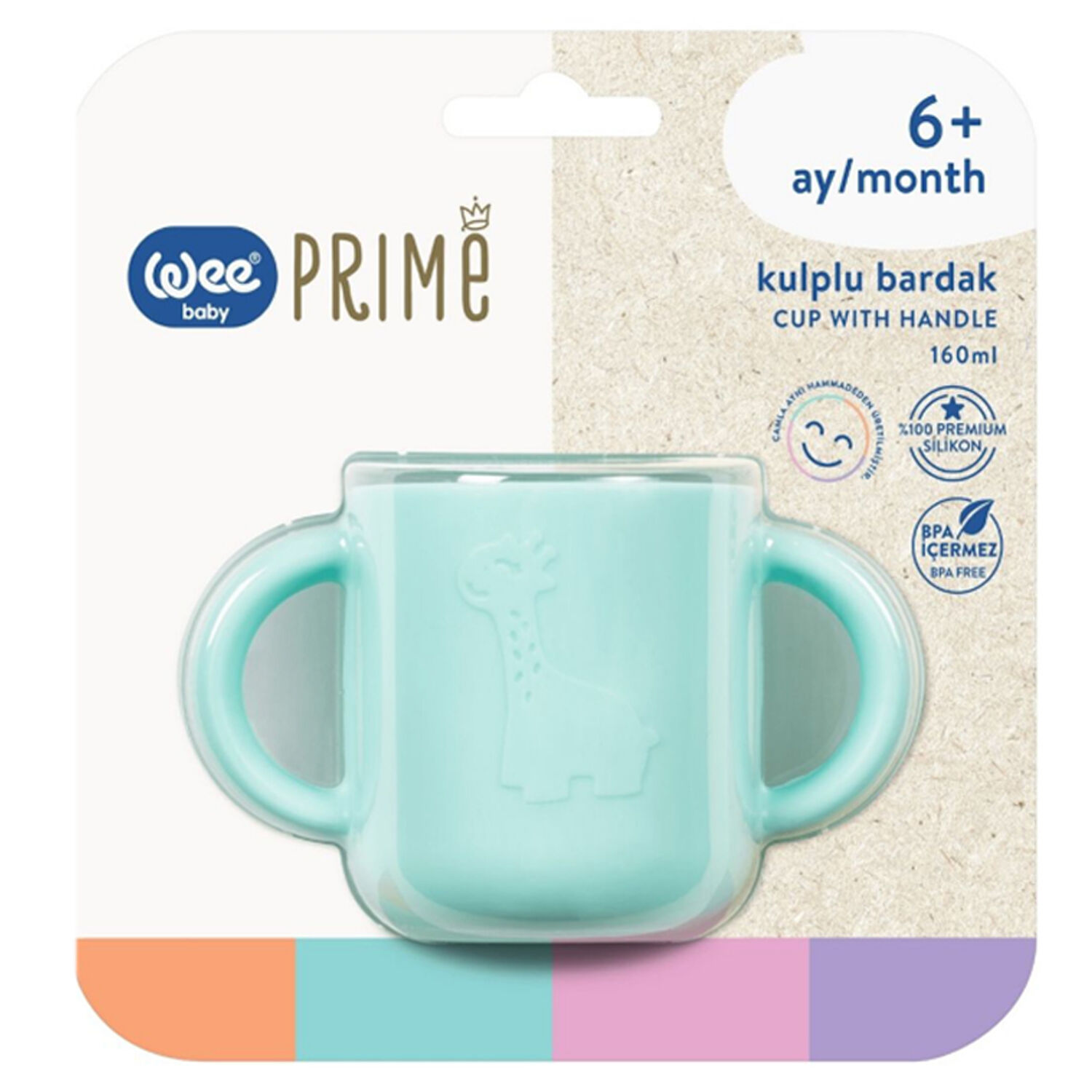 Wee Baby Prime Silikon Kulplu Bardak 6+ Ay Yeşil