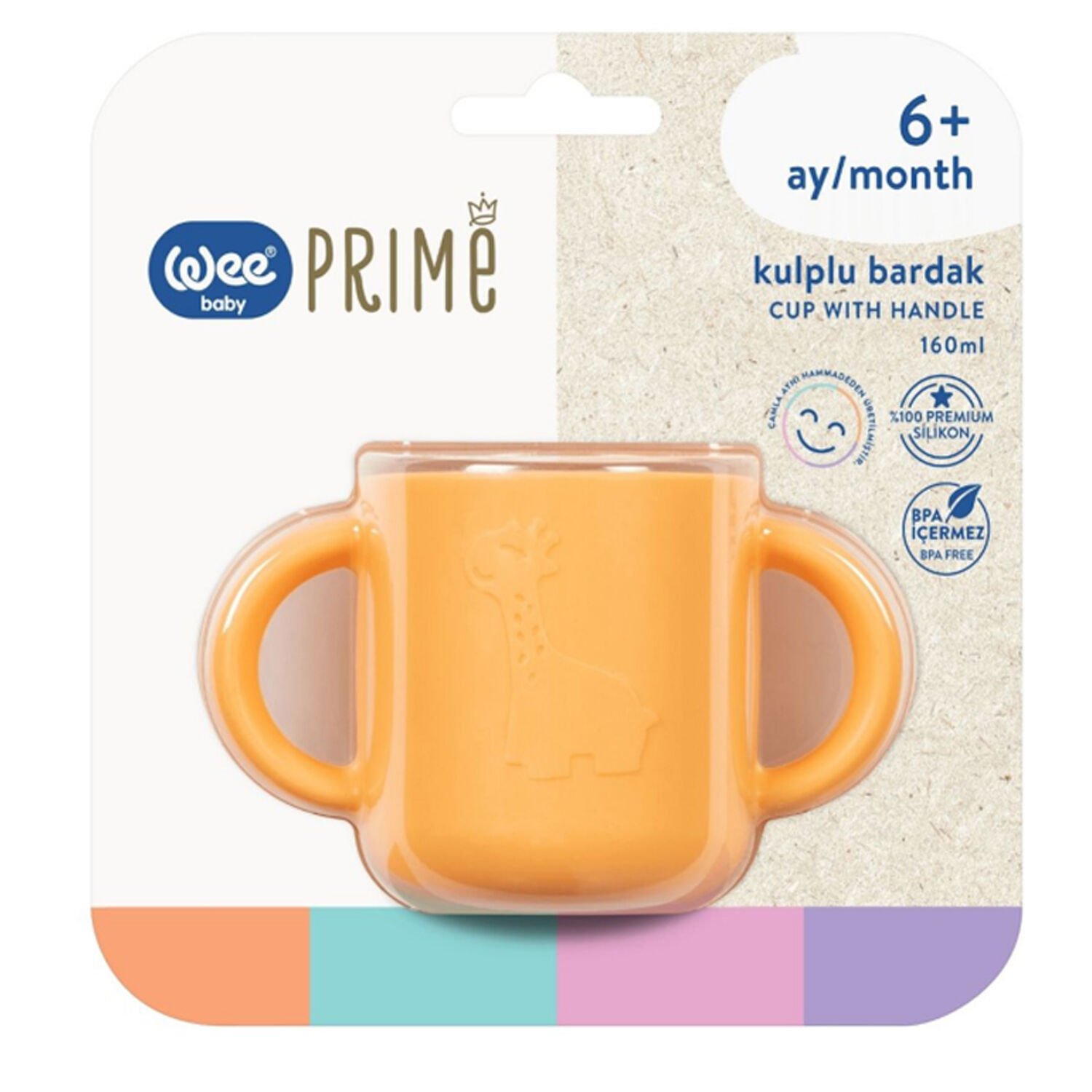 Wee Baby Prime Silikon Kulplu Bardak 6+ Ay Turuncu
