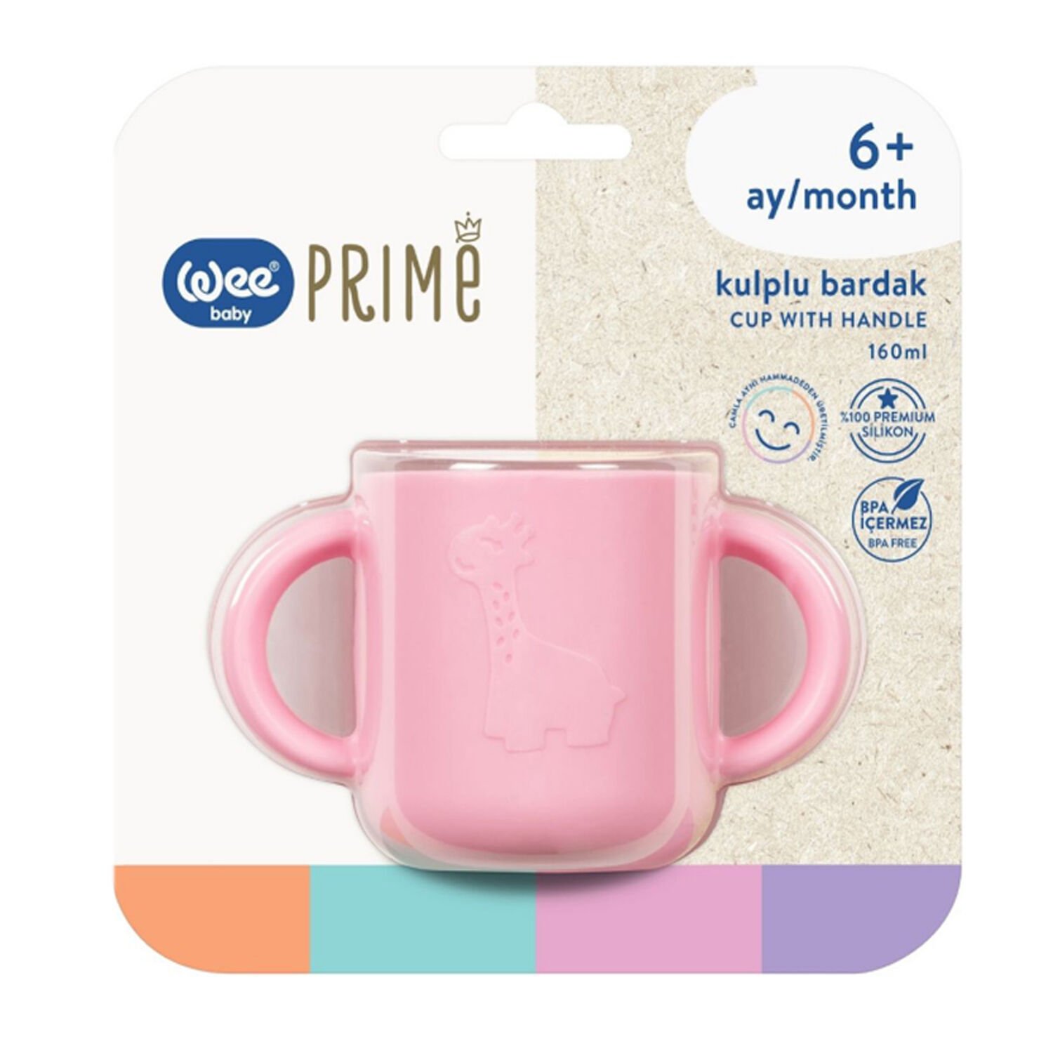 Wee Baby Prime Silikon Kulplu Bardak 6+ Ay Pembe