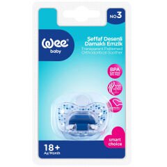 Wee Baby Şeffaf Desenli Damaklı No 3 Emzik 18+ Ay Mavi