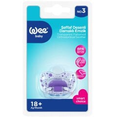 Wee Baby Şeffaf Desenli Damaklı No 3 Emzik 18+ Ay Mor