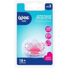 Wee Baby Şeffaf Desenli Damaklı No 3 Emzik 18+ Ay Pembe