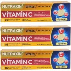Nutraxin Vitamin C D Ve Çinko Üçlü Etki 15 Efervesan Tablet 3 ADET