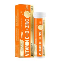 Nutraxin Vitamin C D Ve Çinko Üçlü Etki 15 Efervesan Tablet 3 ADET