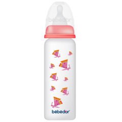 Bebedor Desenli PP Biberon Orta Akış 250 ml Kırmızı
