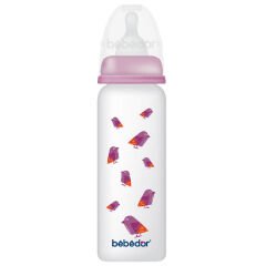 Bebedor Desenli PP Biberon Orta Akış 250 ml Kırmızı