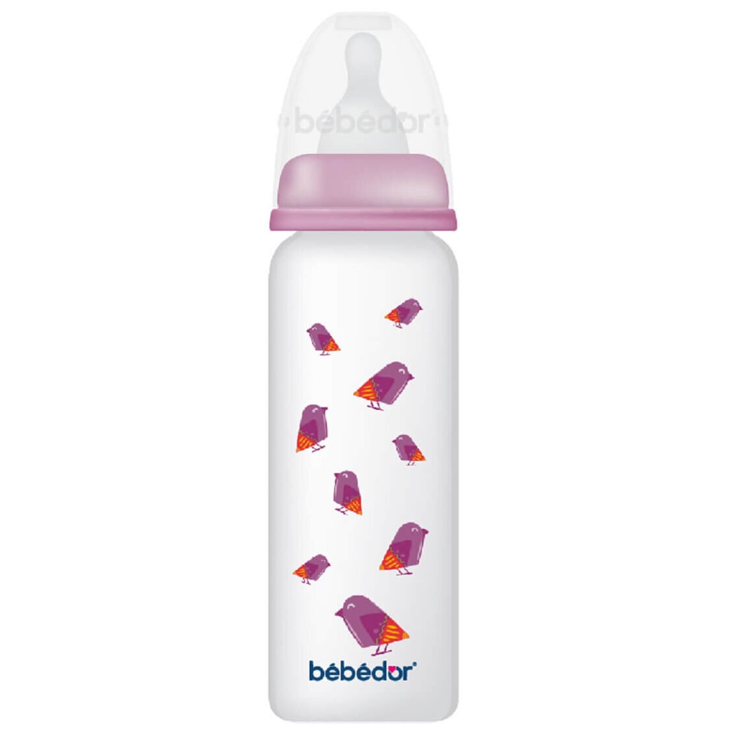 Bebedor Desenli PP Biberon Orta Akış 250 ml Mor