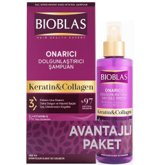 Bioblas Collagen Ve Keratin Onarıcı Dolgunlaştırıcı Şampuan 360 ml + Sıvı Saç Kremi 200 ml