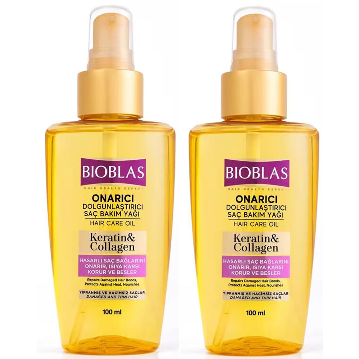 Bioblas Keratin Kolajen Onarıcı Dolgunlaştırıcı Saç Bakım Yağı 100 ml 2 ADET