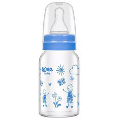 Wee Baby Isıya Dayanıklı Cam Biberon 120 ml Mavi